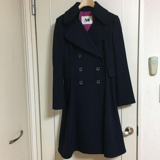 Aquascutum Coat Asian fit M US size S Navy Authentic