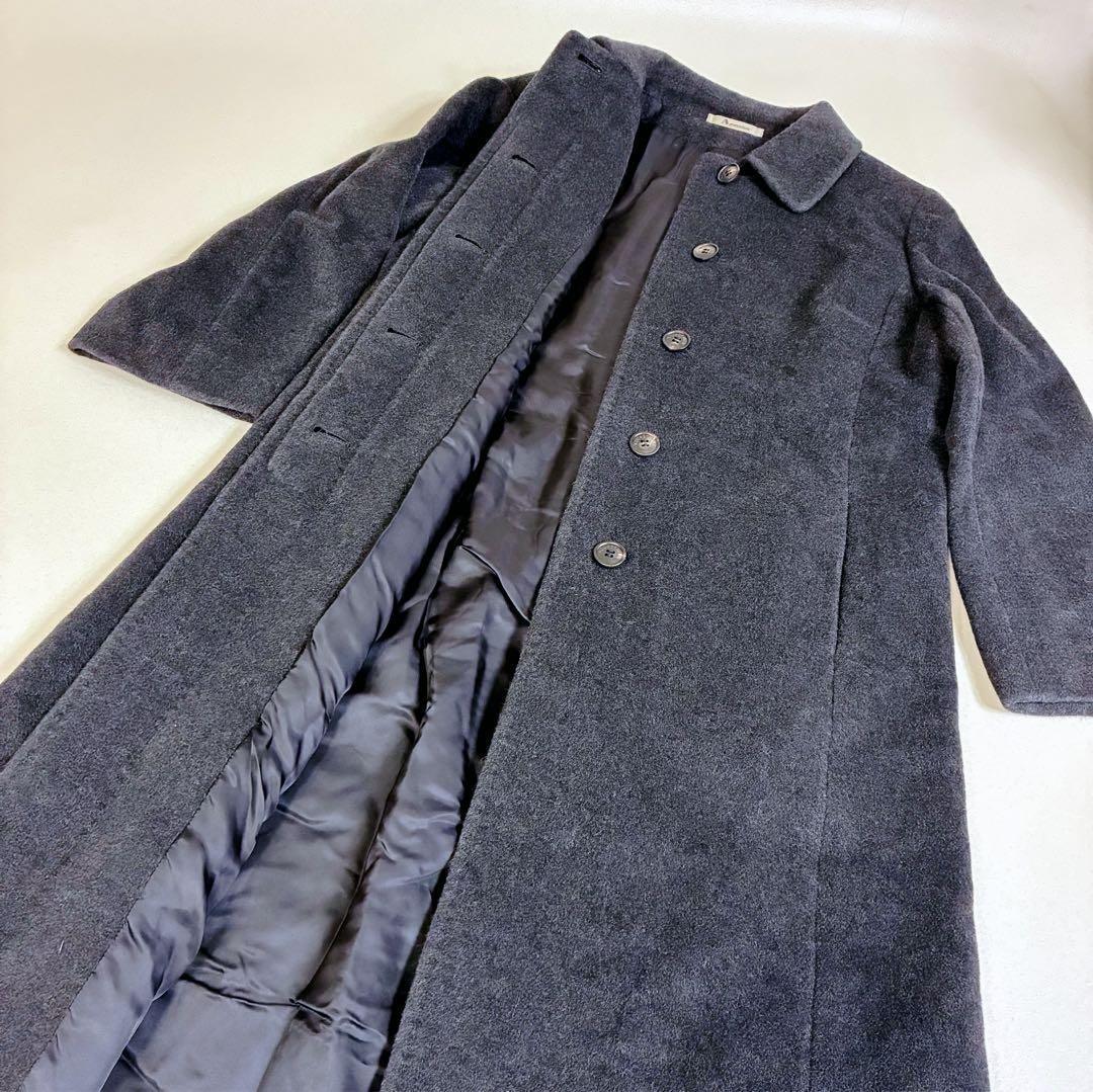 Aquascutum Long Coat Asian fit M US size S Charcoal Gray Authentic