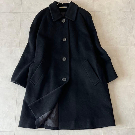 Aquascutum Wool Coat FREE SIZE Black Authentic