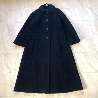 Aquascutum Long Coat Asian fit M US size S Black Authentic