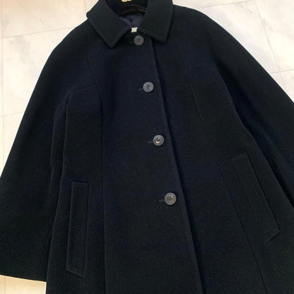 Aquascutum Long Coat Asian fit M US size S Black Authentic