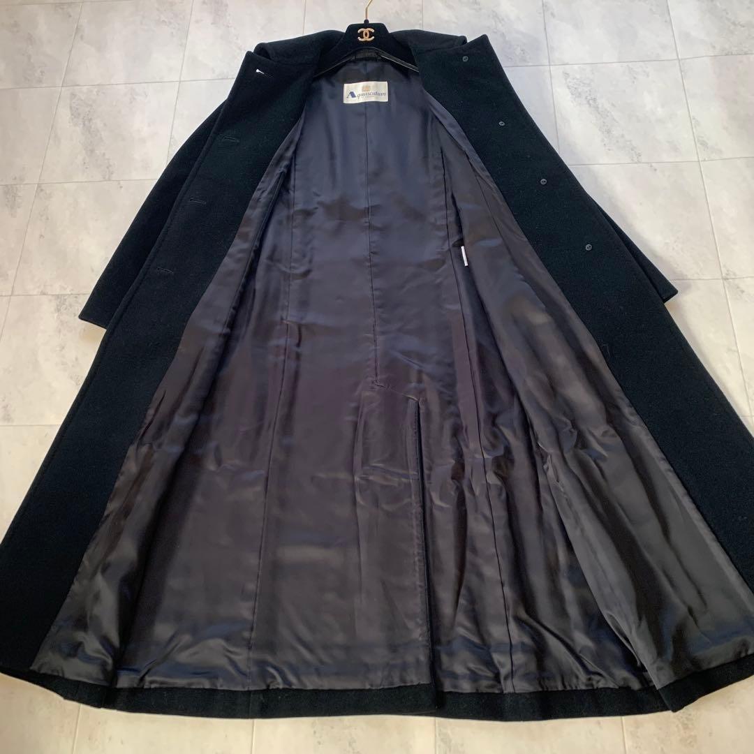 Aquascutum Long Coat Asian fit M US size S Black Authentic