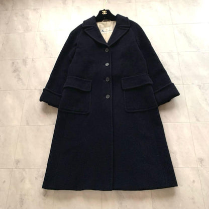Aquascutum Long Coat Asian fit M US size S Navy Authentic