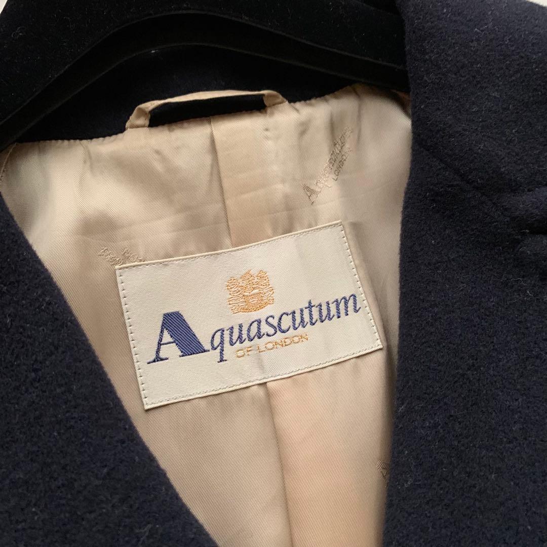 Aquascutum Long Coat Asian fit M US size S Navy Authentic