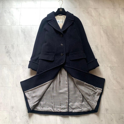 Aquascutum Long Coat Asian fit M US size S Navy Authentic
