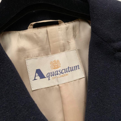 Aquascutum Long Coat Asian fit M US size S Navy Authentic