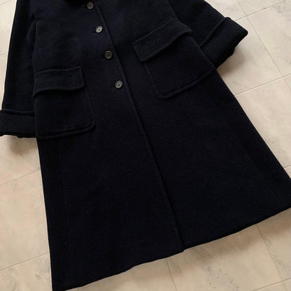 Aquascutum Long Coat Asian fit M US size S Navy Authentic
