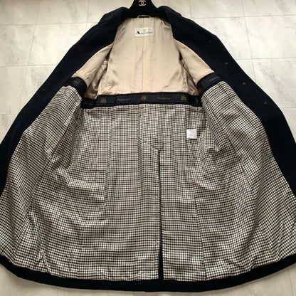 Aquascutum Long Coat Asian fit M US size S Navy Authentic