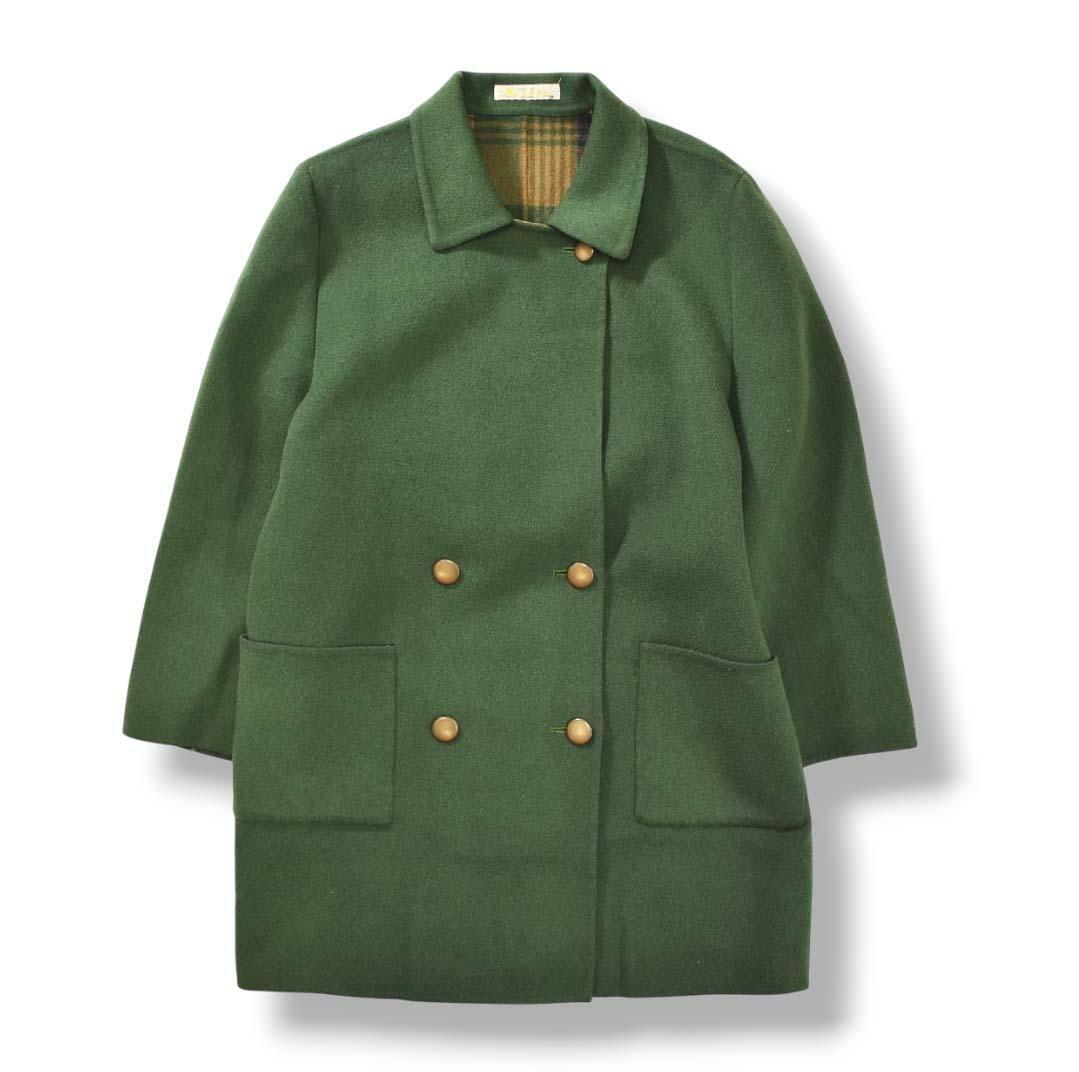 Aquascutum Double-breasted wool Coat Asian fit XL US size L Green Authentic