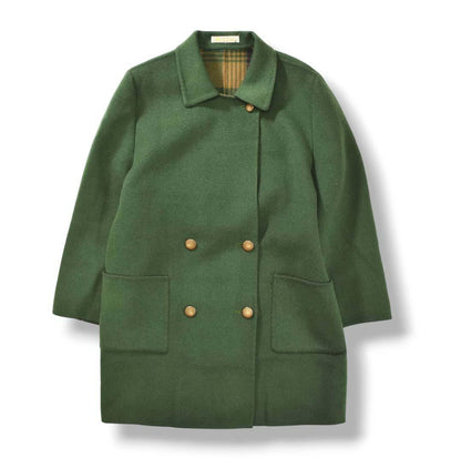 Aquascutum Double-breasted wool Coat Asian fit XL US size L Green Authentic