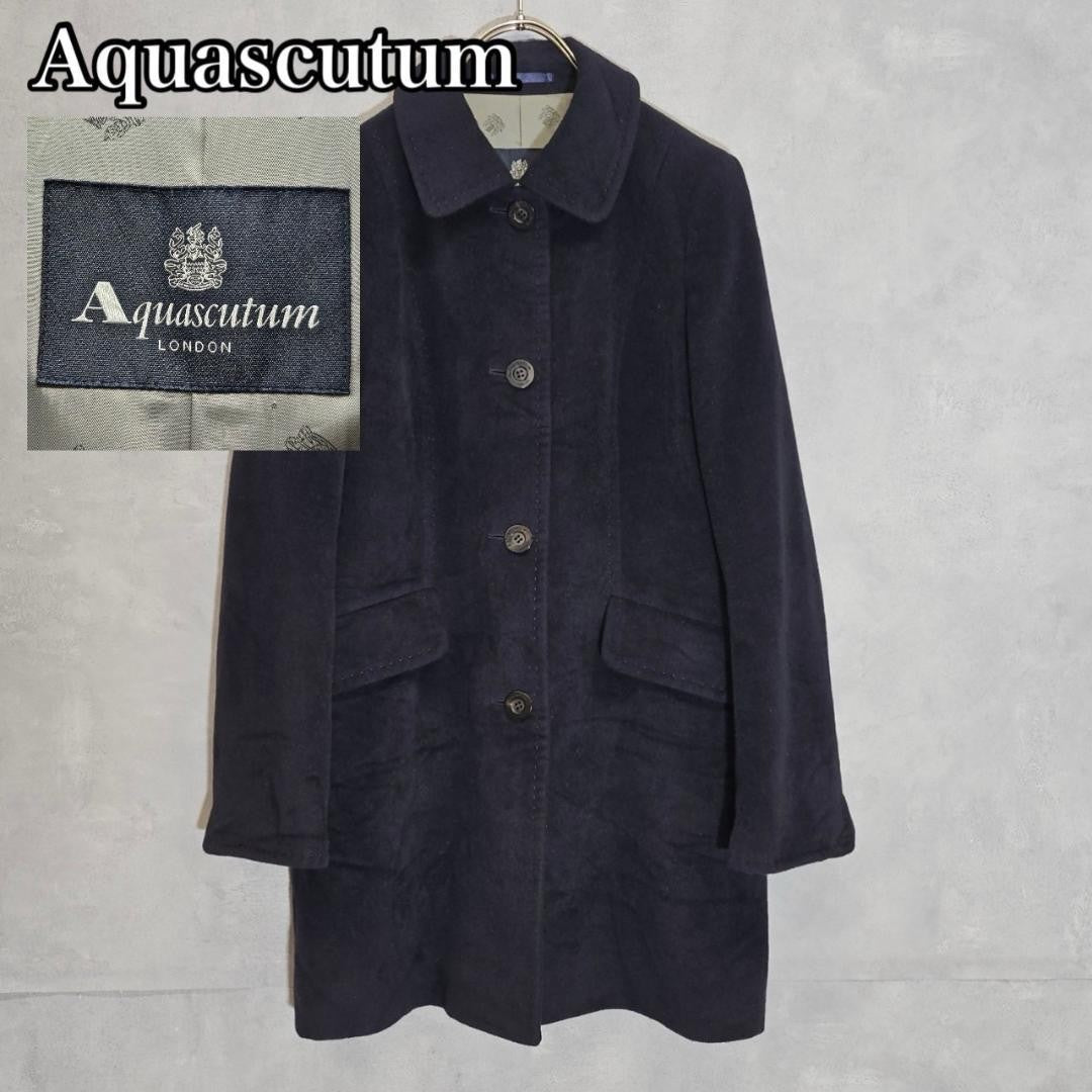 Aquascutum Long Coat Asian fit S US size XS Black Authentic