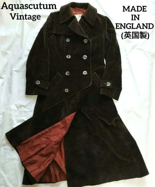 Aquascutum Velor Coat Asian fit S US size XS Brown Authentic