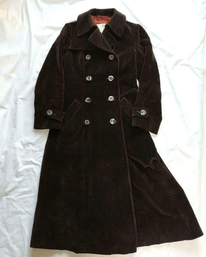 Aquascutum Velor Coat Asian fit S US size XS Brown Authentic