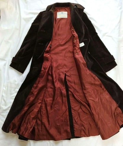 Aquascutum Velor Coat Asian fit S US size XS Brown Authentic