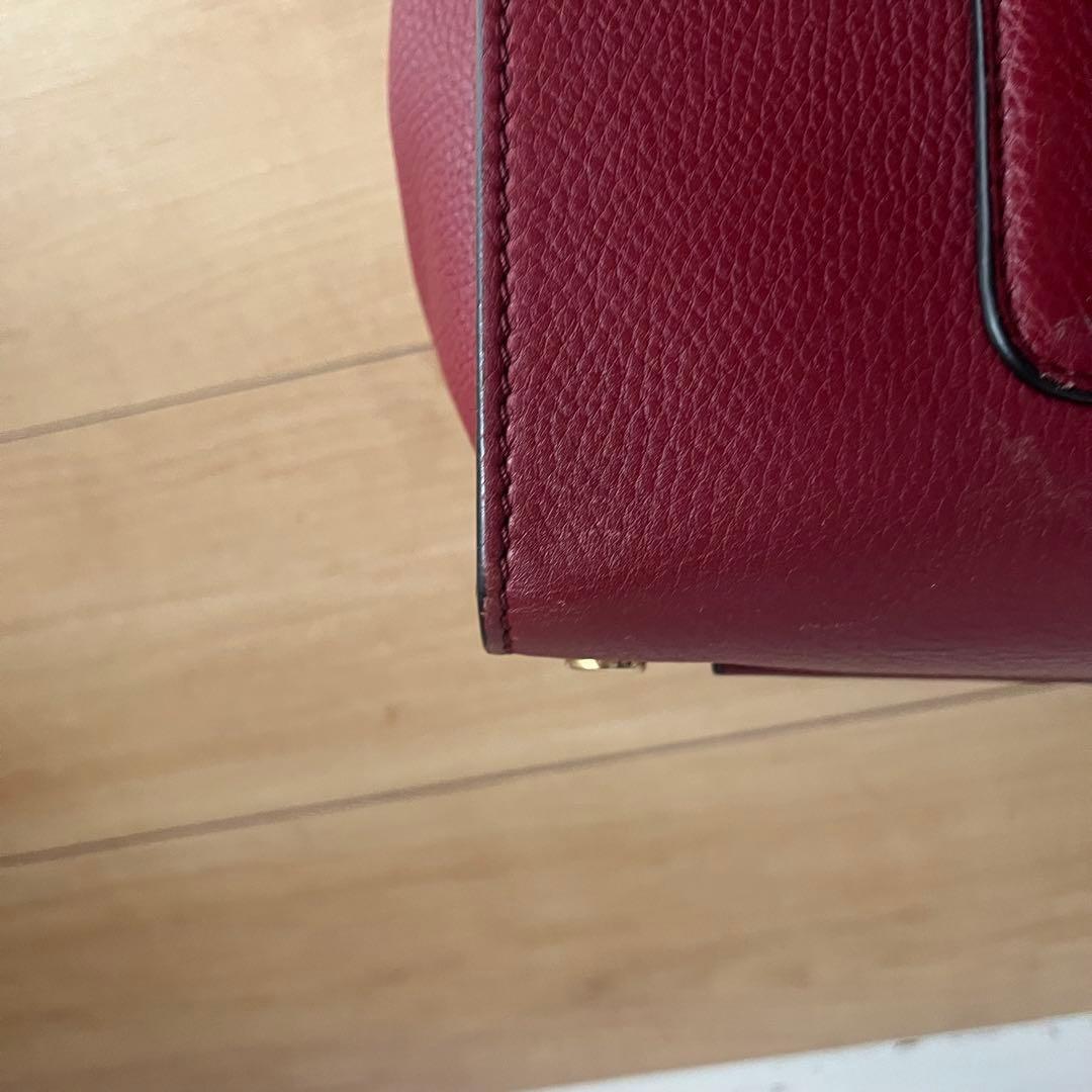 Valentino Hand Bag Tote Purse Logo Leather Red Authentic