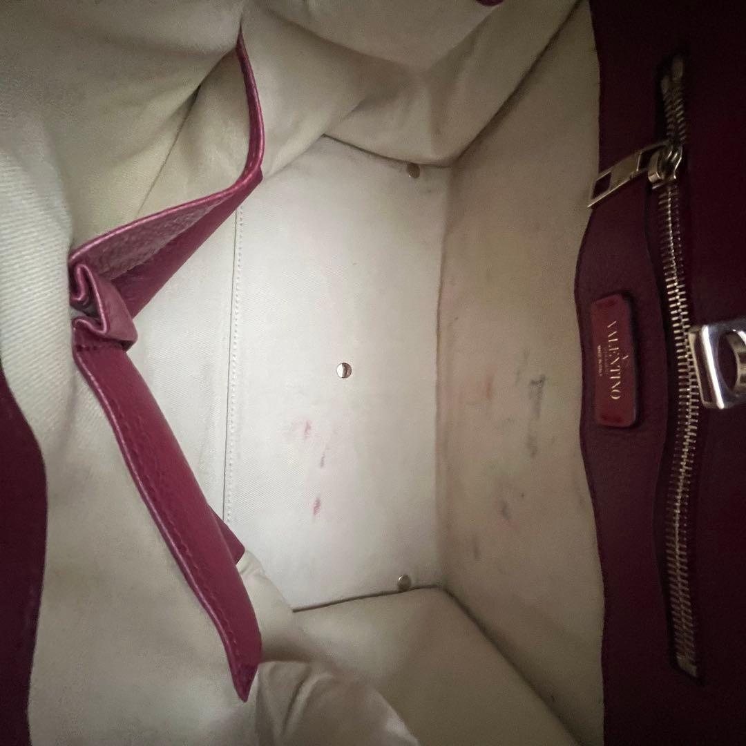 Valentino Hand Bag Tote Purse Logo Leather Red Authentic