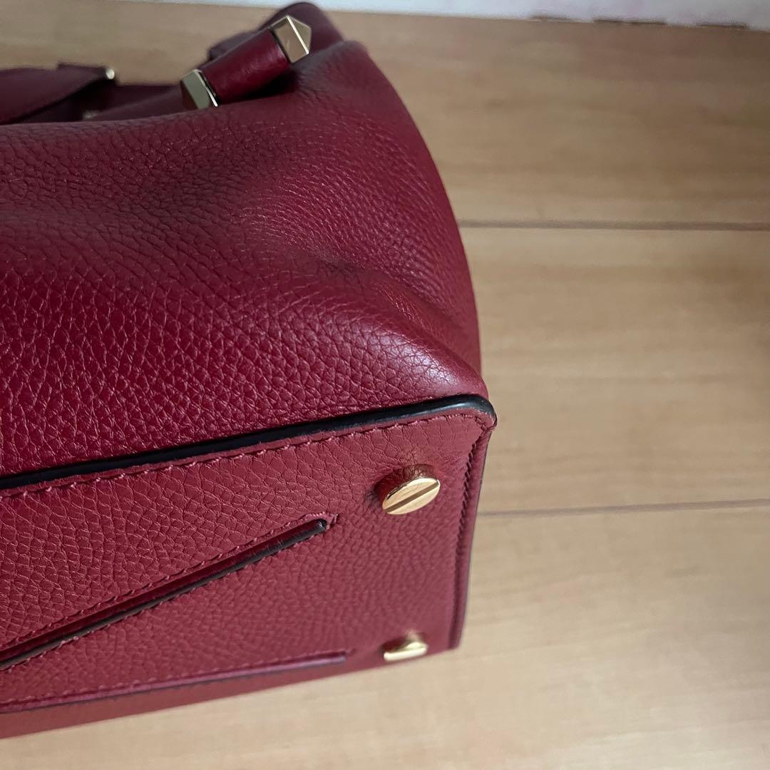 Valentino Hand Bag Tote Purse Logo Leather Red Authentic