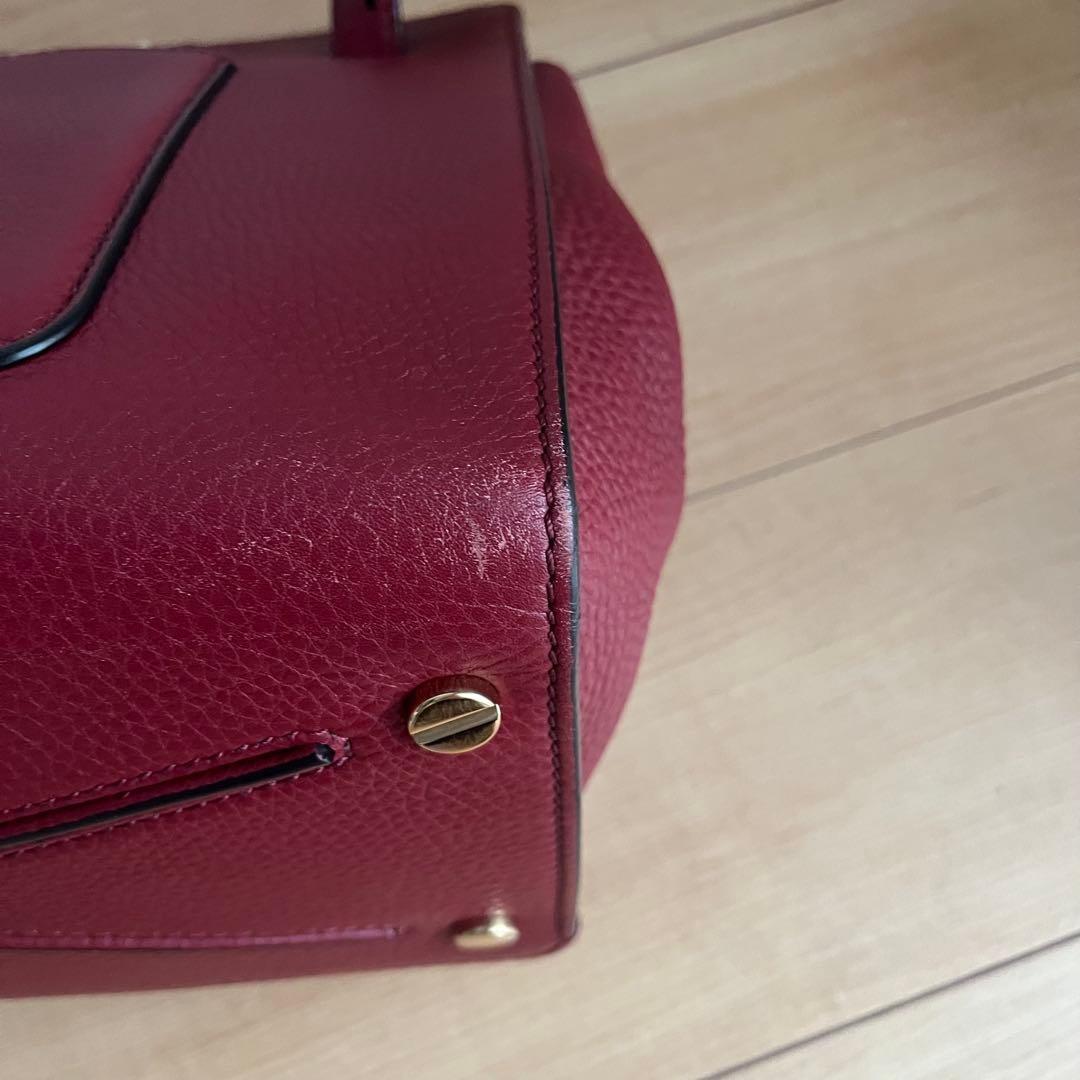 Valentino Hand Bag Tote Purse Logo Leather Red Authentic