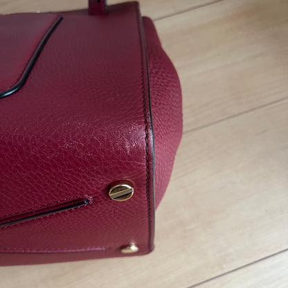 Valentino Hand Bag Tote Purse Logo Leather Red Authentic