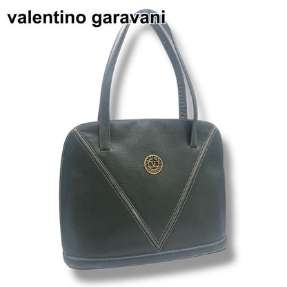 Valentino Garavani Shoulder Bag Purse V Logo Leather Dark Green Authentic