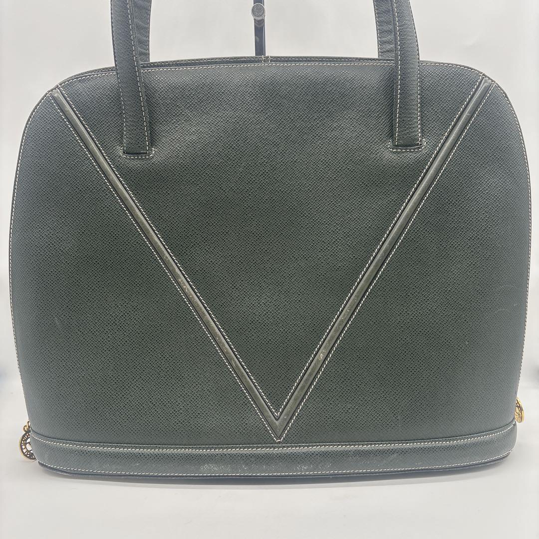 Valentino Garavani Shoulder Bag Purse V Logo Leather Dark Green Authentic
