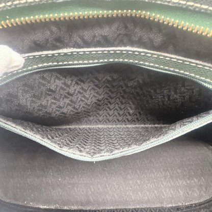 Valentino Garavani Shoulder Bag Purse V Logo Leather Dark Green Authentic