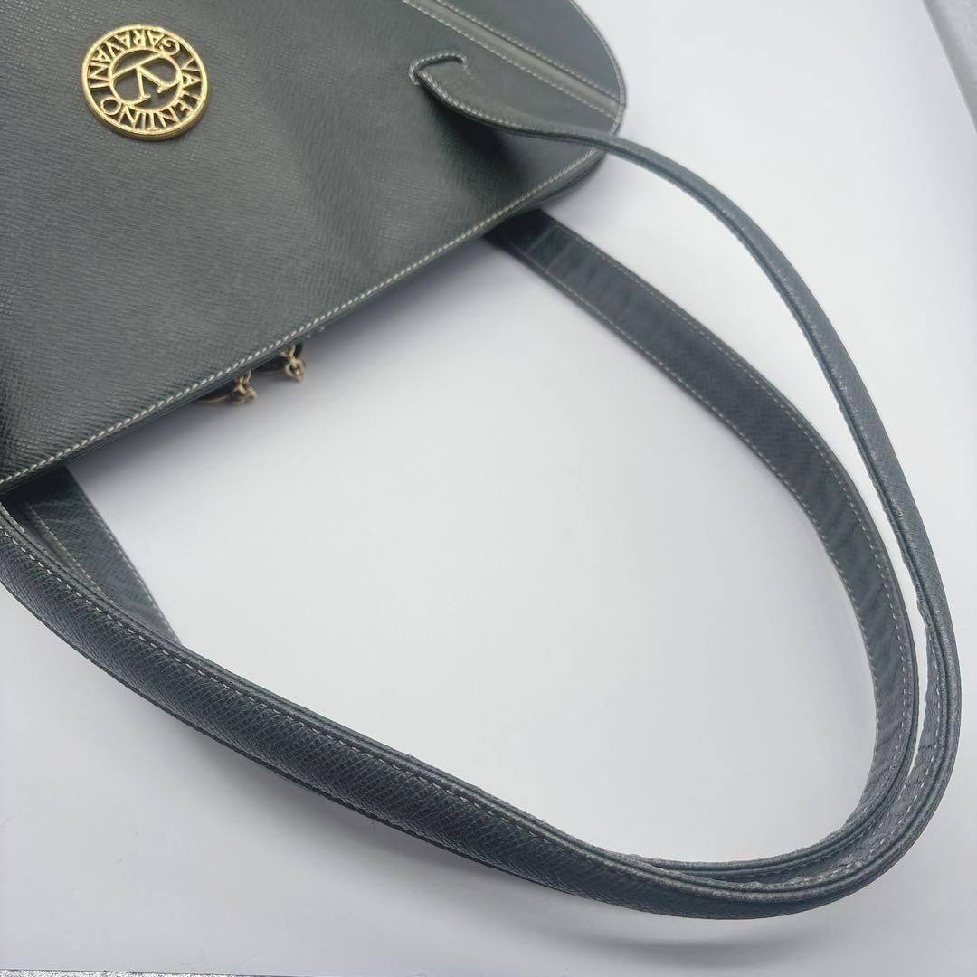 Valentino Garavani Shoulder Bag Purse V Logo Leather Dark Green Authentic