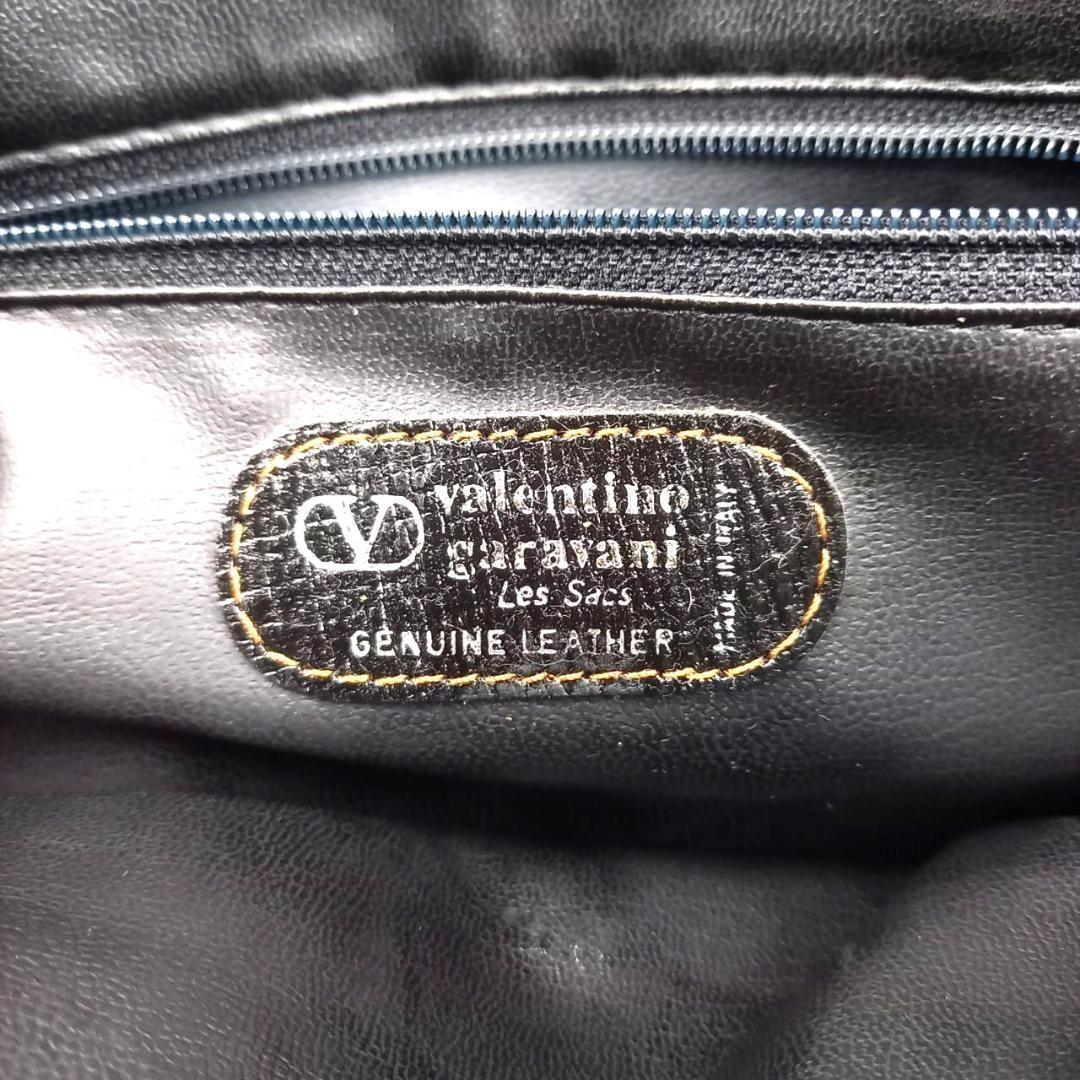 Valentino Garavani Hand Shoulder Bag Tote Purse 2way Logo Leather Black Khaki