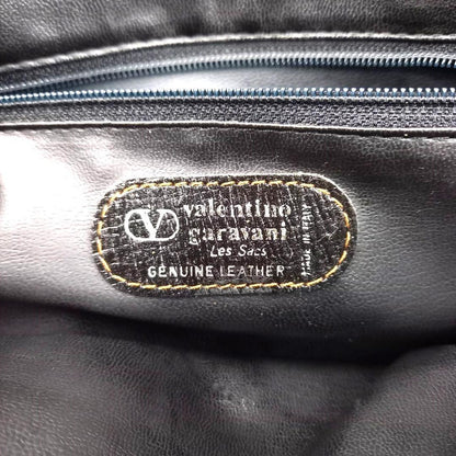 Valentino Garavani Hand Shoulder Bag Tote Purse 2way Logo Leather Black Khaki