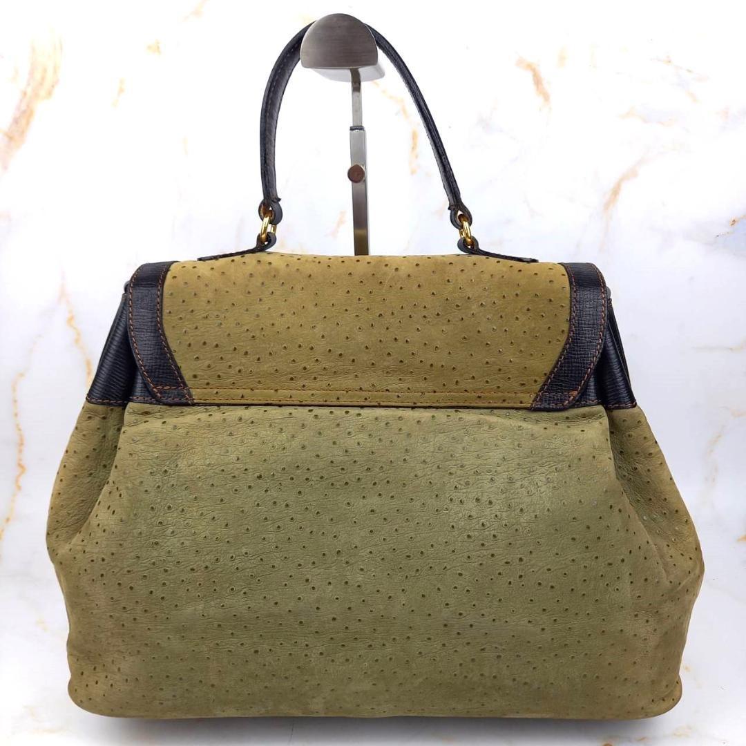 Valentino Garavani Hand Shoulder Bag Tote Purse 2way Logo Leather Black Khaki