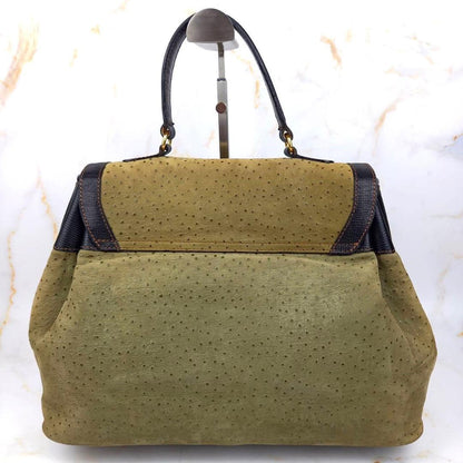 Valentino Garavani Hand Shoulder Bag Tote Purse 2way Logo Leather Black Khaki