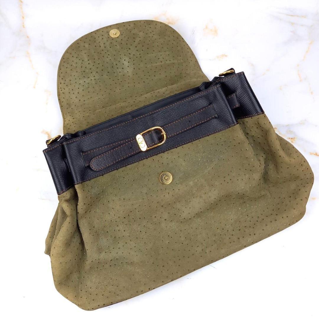 Valentino Garavani Hand Shoulder Bag Tote Purse 2way Logo Leather Black Khaki