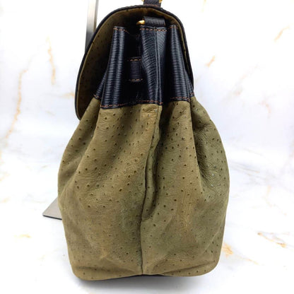 Valentino Garavani Hand Shoulder Bag Tote Purse 2way Logo Leather Black Khaki