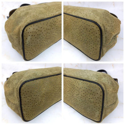 Valentino Garavani Hand Shoulder Bag Tote Purse 2way Logo Leather Black Khaki