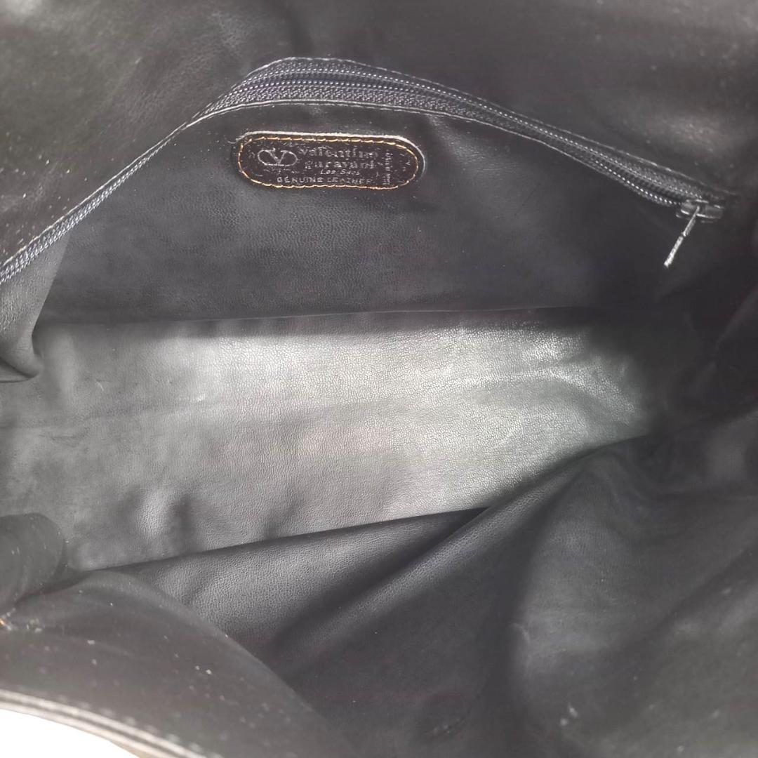 Valentino Garavani Hand Shoulder Bag Tote Purse 2way Logo Leather Black Khaki