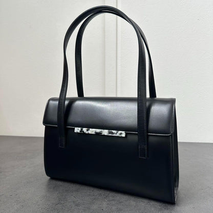 Valentino Garavani Hand Bag Tote Purse Formal bag Logo plate Authentic