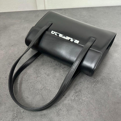 Valentino Garavani Hand Bag Tote Purse Formal bag Logo plate Authentic