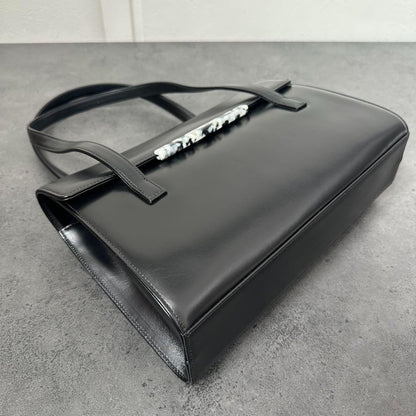 Valentino Garavani Hand Bag Tote Purse Formal bag Logo plate Authentic