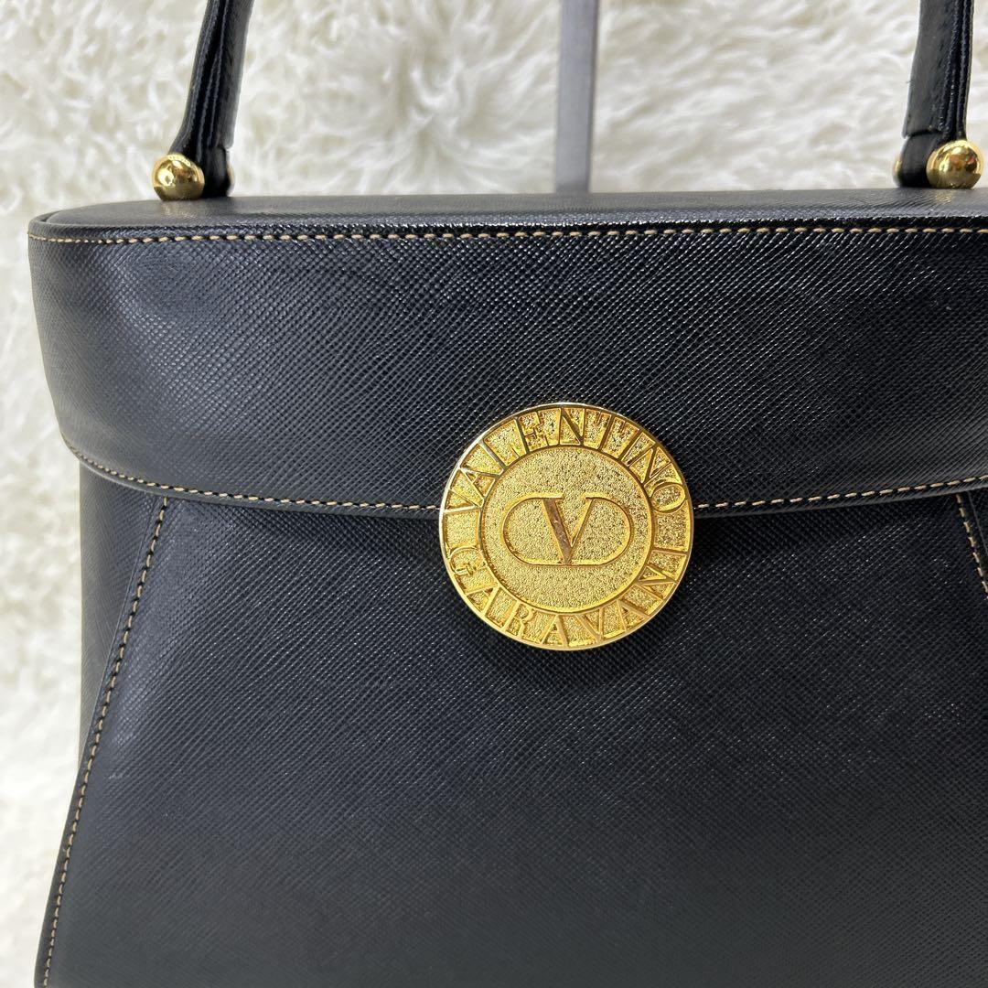 Valentino Garavani Hand Bag Tote Purse Logo Black Authentic