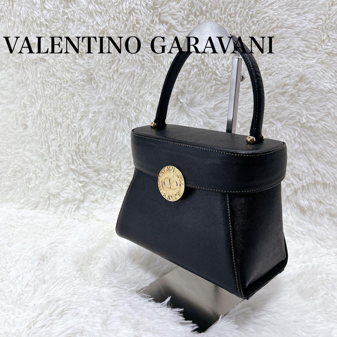 Valentino Garavani Hand Bag Tote Purse Logo Black Authentic