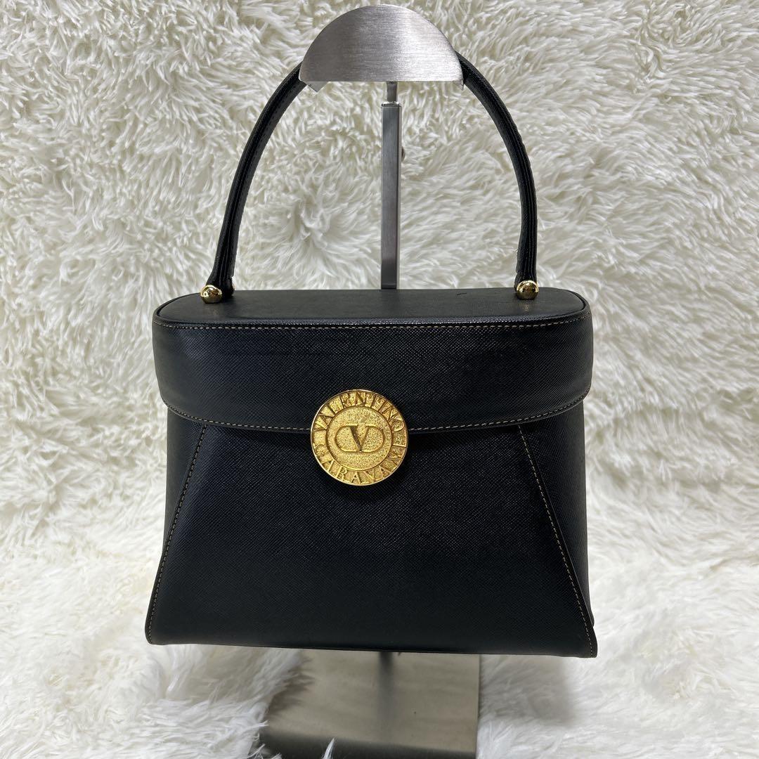 Valentino Garavani Hand Bag Tote Purse Logo Black Authentic