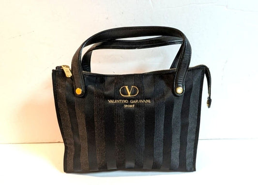 Valentino Garavani SPORT Hand Bag Tote Purse Logo Black Authentic