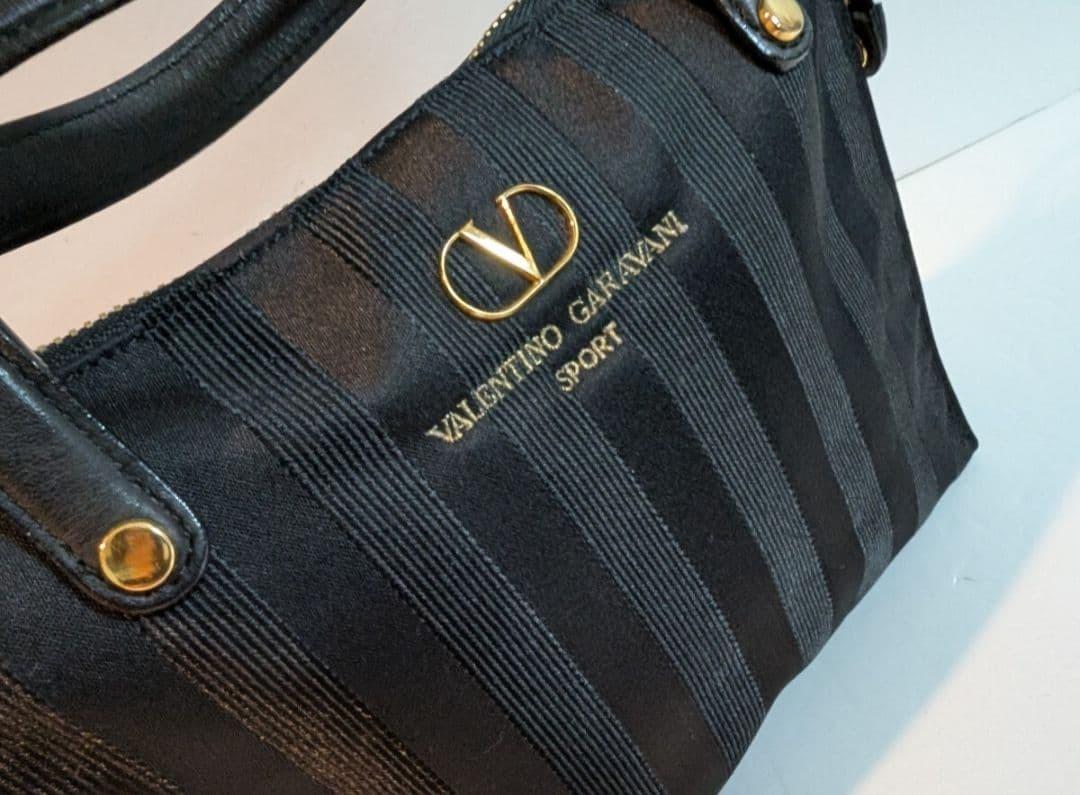 Valentino Garavani SPORT Hand Bag Tote Purse Logo Black Authentic