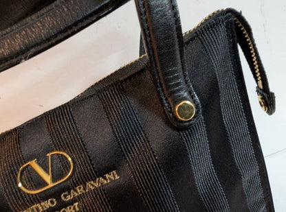 Valentino Garavani SPORT Hand Bag Tote Purse Logo Black Authentic