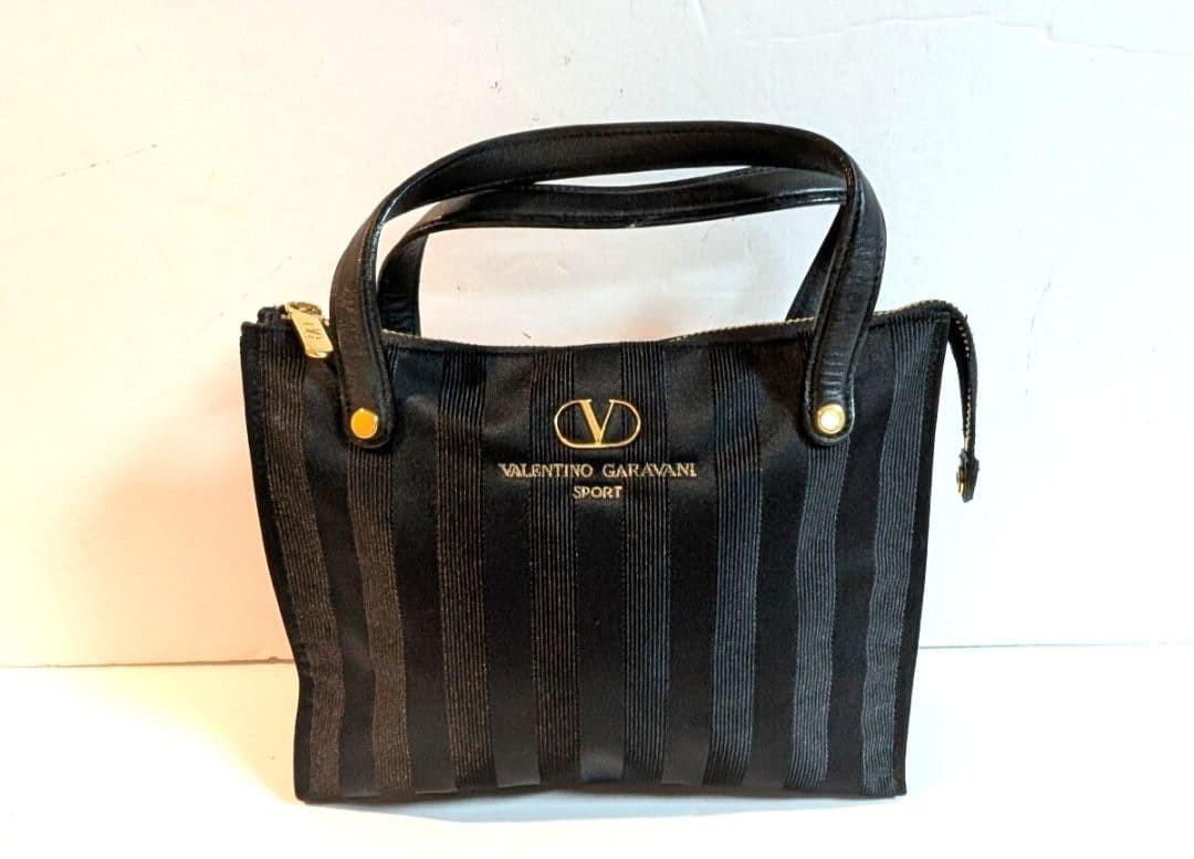 Valentino Garavani SPORT Hand Bag Tote Purse Logo Black Authentic