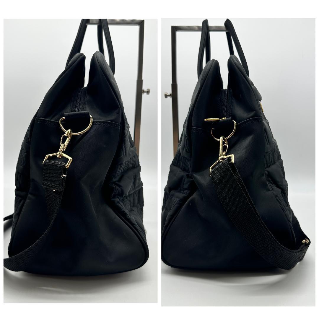 VALENTINO CHRISTY Boston Bag Shoulder Bag Purse Cotton Black Authentic