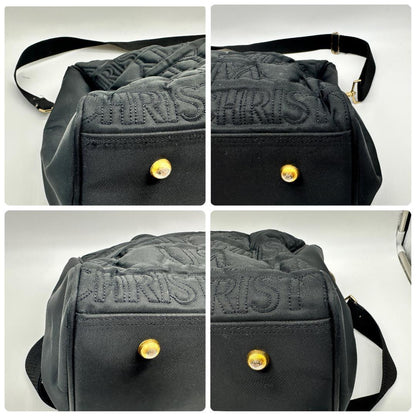 VALENTINO CHRISTY Boston Bag Shoulder Bag Purse Cotton Black Authentic