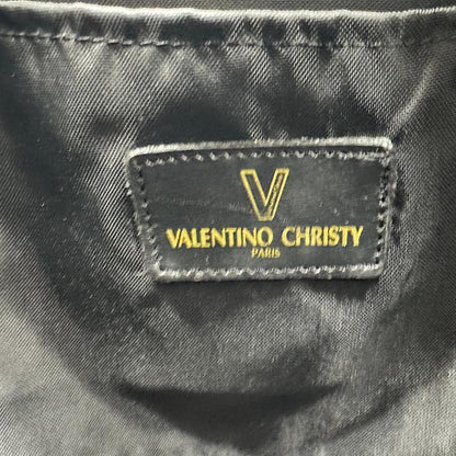 VALENTINO CHRISTY Boston Bag Shoulder Bag Purse Cotton Black Authentic