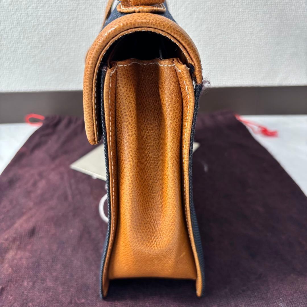 Valentino Garavani Hand Bag Tote Purse Charm Leather Canvas Navy Authentic