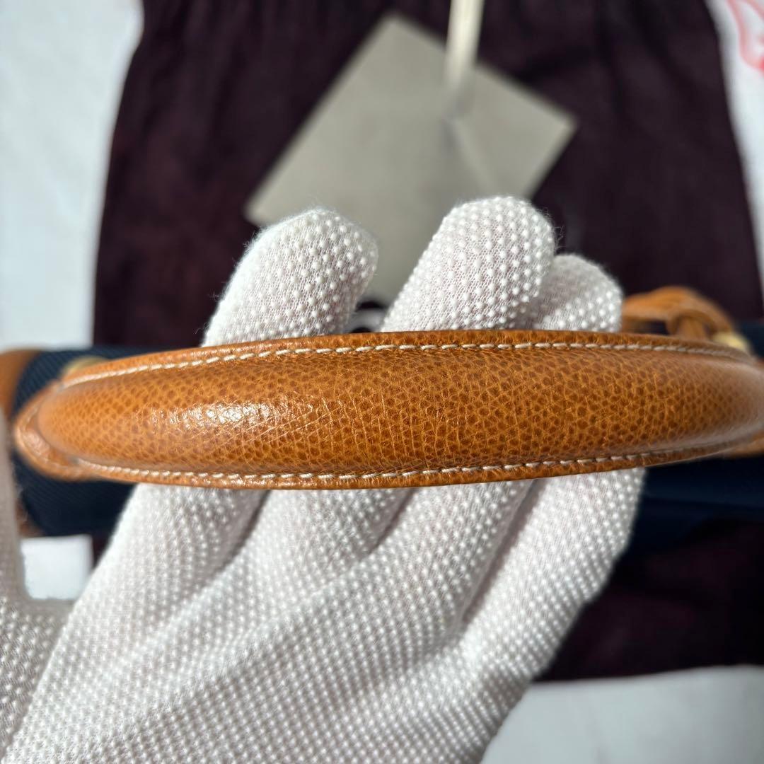 Valentino Garavani Hand Bag Tote Purse Charm Leather Canvas Navy Authentic